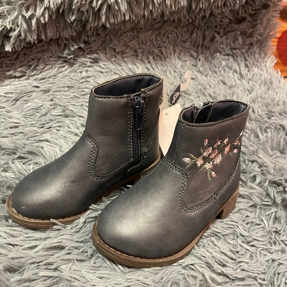 Blue floral low cut boots